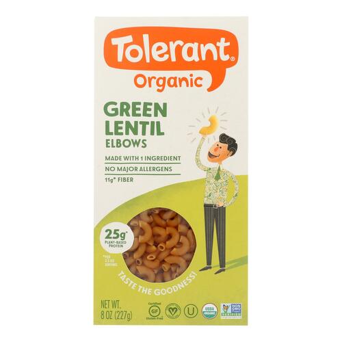 TOLERANT: Organic Green Lentil Pasta, 8 oz - 0837186006447