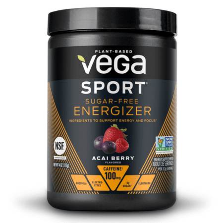 Vega Sport Sugar Free Energizer, Acai Berry, Pre Workout Powder for Women and Men, Supports Energy and Focus, Electrolytes, Vegan, Keto, Gluten Free, Dairy Free, Non GMO (35 Servings) (B07FJ44QJT) - 838766007298
