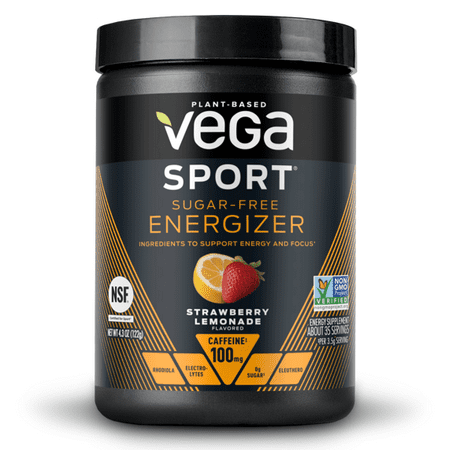 Vega Sport Sugar Free Energizer, Straweberry Lemonade, Pre Workout Powder for Women and Men, Supports Energy and Focus, Electrolytes, Vegan, Keto, Gluten Free, Dairy Free, Non GMO (35 Servings) (B07F6F3B2S) - 838766007342