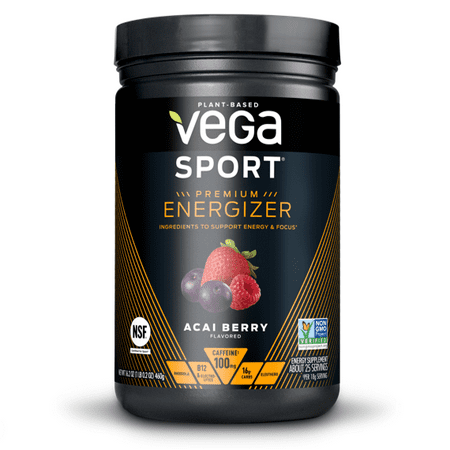 Vega Sport Energizer, Acai Berry, Pre Workout Powder for Women and Men, Supports Energy and Focus, Electrolytes, Vegan, Keto, Gluten Free, Dairy Free, Non GMO (25 Servings) , 1.01 Pound (Pack of 1) (B07F6DVBLY) - 838766007441