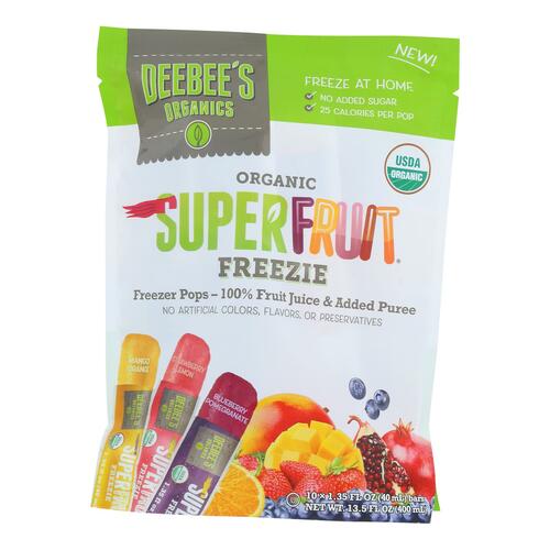DeeBee's 100% Organics Super Fruit Freezie Frozen Juice Bars - Grape, Strawberry and Tropical Fruit Popsicles - Nut, Gluten and Dairy-Free, No Added Sugars - Vegan,Kosher and Non-GMO 30 Pack - mango