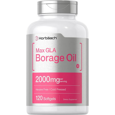 Borage Oil Capsules 2000 mg | 120 Softgels | 380mg of GLA | Cold Pressed Seed Oil Supplement | By Horbaach - 840050600733