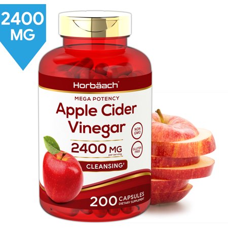 Apple Cider Vinegar Capsules 2400mg 200 Pills Non-GMO and Gluten Free Supplement by Horbaach - 840050600757
