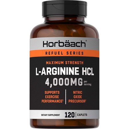 L Arginine 4000 mg 120 Caplets Maximum Strength Nitric Oxide Precursor Vegetarian, Non-GMO, Gluten Free L-Arginine Supplement by Horbaach - 840050600955