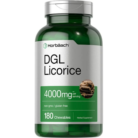 DGL Licorice Chewable Tablets | 4000 mg | 180 Count | Vegetarian Non-GMO Gluten Free | Deglycyrrhizinated Licorice Root Extract | by Horbaach - 840050601273