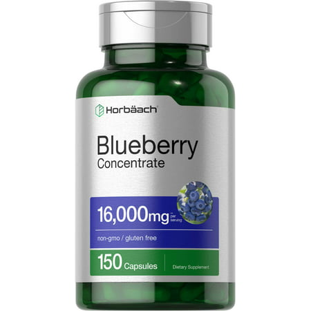 Blueberry Extract 16000 mg | 150 Capsules | Blueberry Concentrate Supplement | Non-GMO Gluten Free | by Horbaach - 840050601280