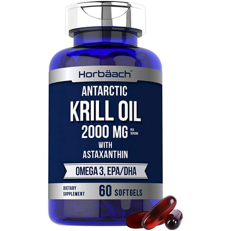 Horbaach Antarctic Krill Oil 2000mg | 60 Softgel Capsules | Omega 3 EPA DHA Supplement | With Astaxanthin | Non-GMO Gluten Free - 840050601327