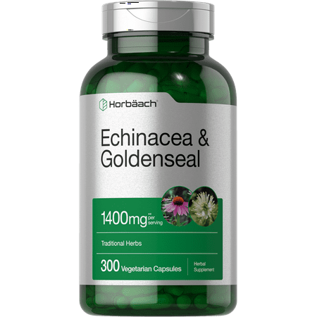 Echinacea Goldenseal Capsules | 1400mg | 300 Count | Vegetarian Non-GMO Gluten Free Extract Supplement | by Horbaach - 840050602218