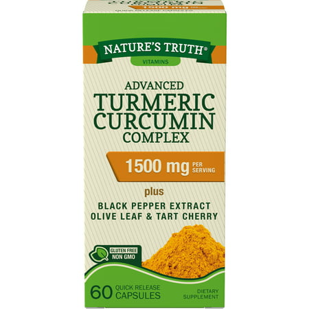 Nature s Truth Turmeric Curcumin 1500 mg | 60 Capsules | With Black Pepper Extract Olive Leaf & Tart Cherry | Non-GMO Gluten Free Supplement - 840093105301