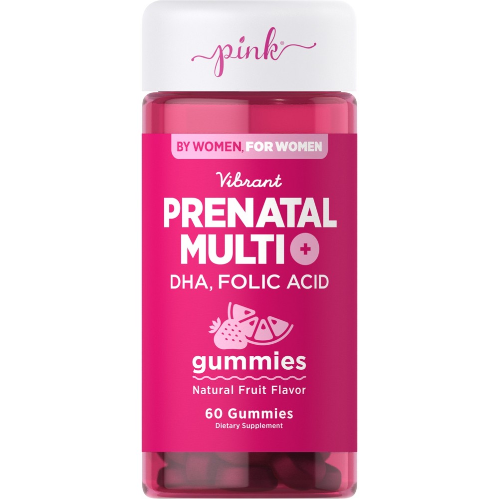 Pink Vitamins Vibrant Prenatal Multivitamin + DHA Gummies - Natural Berry - 60ct - 840093114075