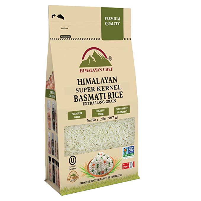  Himalayan Chef Basmati Rice,White Extra Long Grain Super Kernel-2lbs  - 840162304260