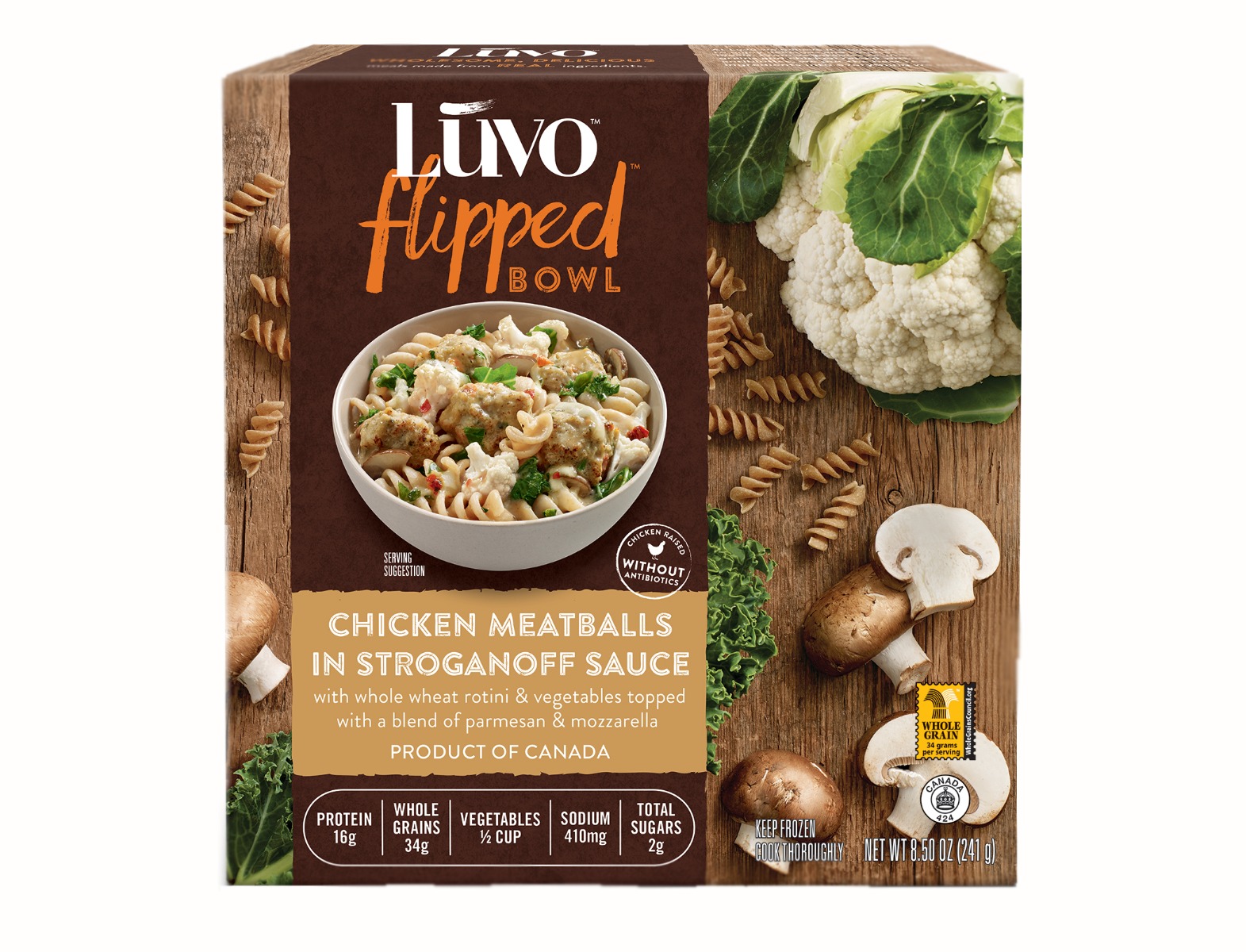 Stronganoff Pasta With Chicken Meatballs With Whole Wheat Rotini, And Cauliflower, Cooked In Avocado Oil, And Topped With Parmesan And Mozzarella - 840423102062