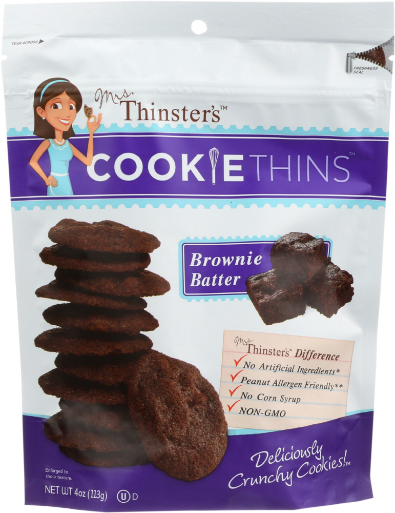 MRS THINSTERS: Cookie Thins Brownie Batter, 4 oz - 0840515100020