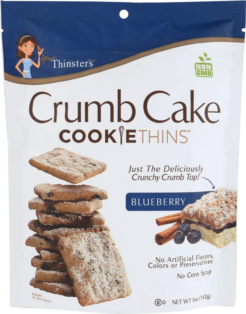 MRS THINSTERS: Cookie Thin Blueberry Crumb Cake, 5 oz - 0840515101102