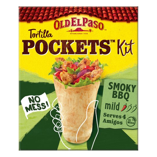 Old El Paso Mild Smoky Bbq Tortilla Pockets Kit 380G - 8410076474872