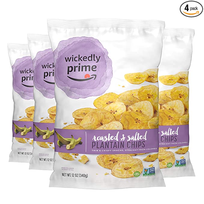  Wickedly Prime Plantain Chips, Roasted & Salted, 12 Ounce (Pack of 4) - 841710134681