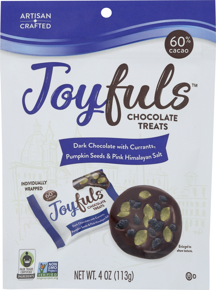 JOYFULS: Dark Chocolate with Currants, Pumpkin Seeds & Pink Himalayan Salt, 4 oz - 0841717100276