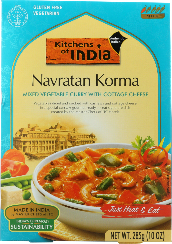 Kitchen Of India Dinner - Mixed Vegetable Curry With Cottage Cheese - Navratan Korma - 10 Oz - Case Of 6 - mixed