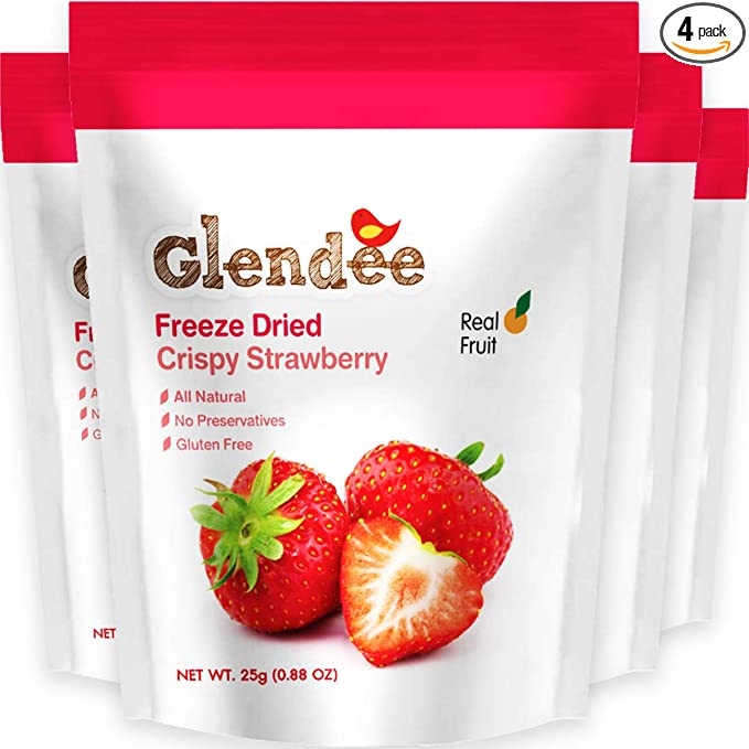  Freeze Dried Strawberry, Crispy Strawberry, 100% Real Fruit Snack, Crunchy & Naturally Whole Dried Strawberry, Healthy Snacks for Kids and Adults, 4 x 0.88 Oz Packs - 841937164027