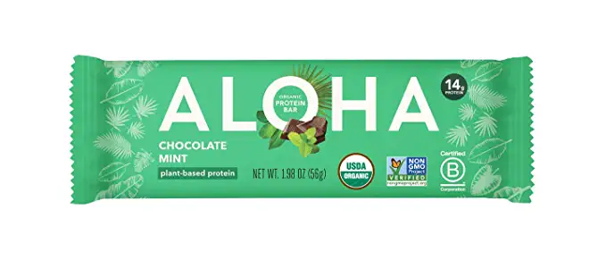  ALOHA Organic Plant Based Protein Bars, Vegan, Low Sugar & Carb, Paleo, Non-GMO, Gluten/Stevia/Soy Free, No Sugar Alcohols, Chocolate Mint, 1.98 Oz  - 842096102226