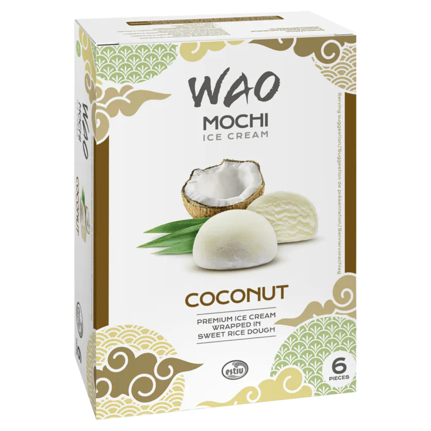 Wao Mochi Ice Cream Coconut 216ml, 6 Stück - 8421826410033