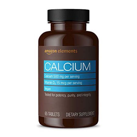 Elements Calcium plus Vitamin D Calcium 500mg with D2 600IU Vegan 65 Tablets (2 month supply) (Packaging may vary) Supports Strong Bones and Immune Health - 842379103919
