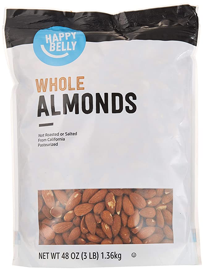  Amazon Brand - Happy Belly Whole Raw Almonds, 48 Ounce - 841710126136