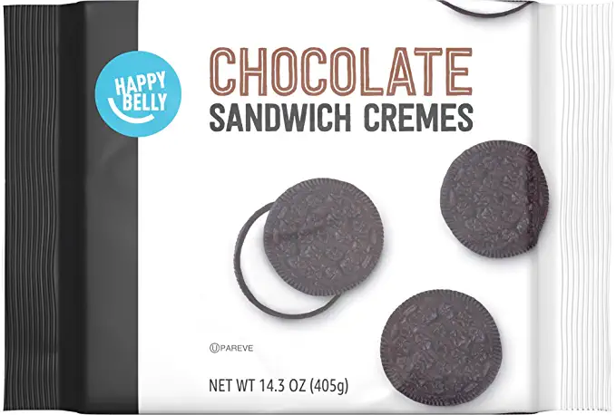  Amazon Brand - Happy Belly Chocolate Sandwich Crème Cookies, 14.3 Ounce  - 842379161681