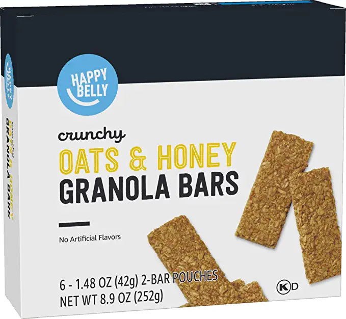  Amazon Brand - Happy Belly Crunchy Oats & Honey Granola Bars, 6 Count - 842379167829