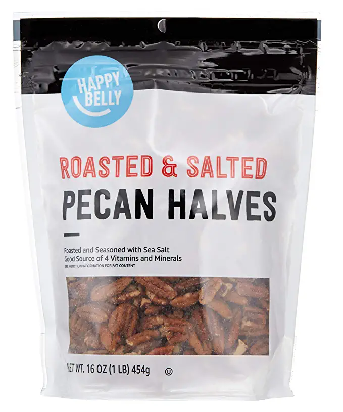  Amazon Brand - Happy Belly Roasted and Salted Pecan Halves, 16 Ounce  - 842379191886