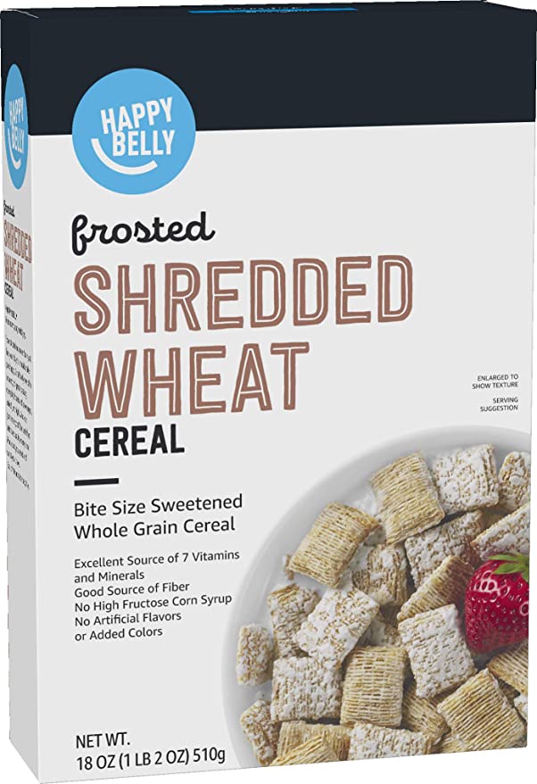 Amazon Brand - Happy Belly Frosted Shredded Wheat Cereal, 18 Ounce - 842379193002