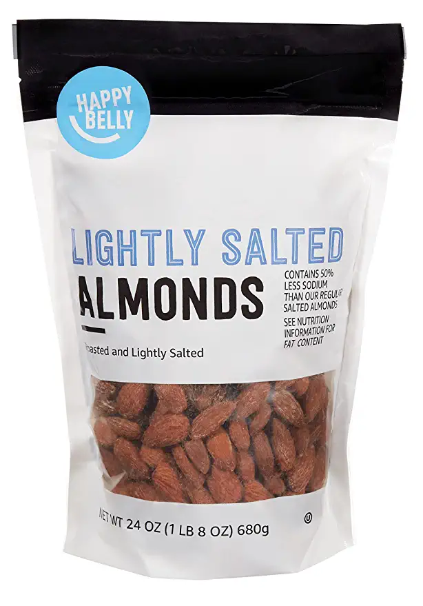  Amazon Brand - Happy Belly Roasted & Lightly Salted Almonds, 24 Ounce  - 842379195266