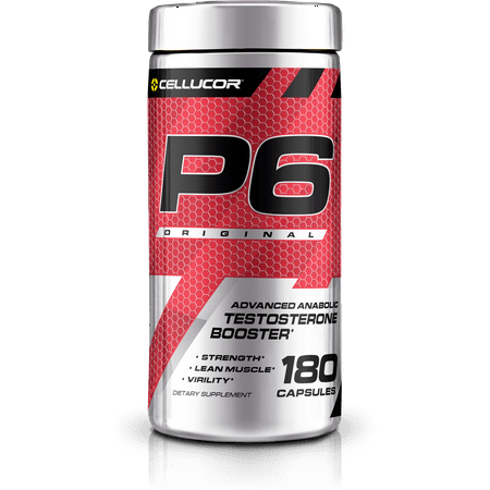 Cellucor P6 Original Testosterone Booster For Men, Build Advanced Anabolic Strength & Lean Muscle, Boost Energy Performance, Increase Virility Support, 180 Capsules - 842595101546