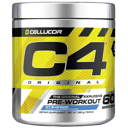 C4 Original Pre Workout Powder ICY Blue Razz | Vitamin C for Immune Support | Sugar Free Preworkout Energy for Men & Women | 150mg Caffeine + Beta Alanine + Creatine | 60 Servings (B00U4621CA) - 842595104455