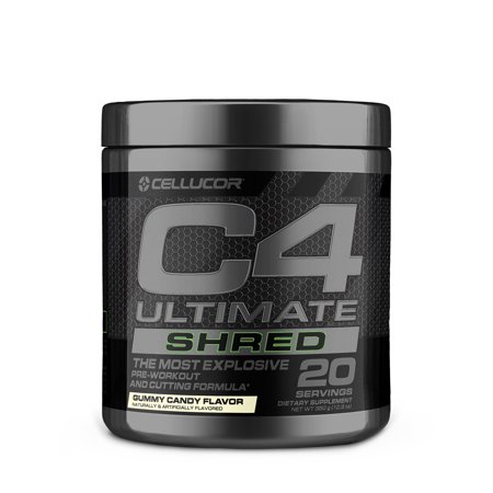Cellucor C4 Ultimate Shred Pre Workout Powder, Fat Burner for Men & Women, Weight Loss Supplement with Ginger Root Extract, Gummy Candy, 20 Servings - 842595105872