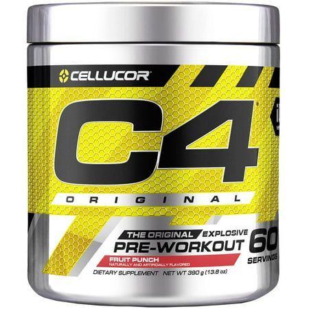 C4 Original Pre Workout Powder Fruit Punch Vitamin C for Immune Support Sugar Free Preworkout Energy for Men & Women 150mg Caffeine + Beta Alanine + Creatine 60 Servings - 842595106046