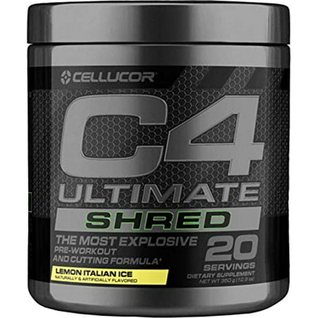 Cellucor C4 Ultimate Shred Pre Workout Powder, Fat Burner for Men & Women, weight Loss Supplement With Ginger Root Extract, Lemon Italian Ice, 20 Servings (B07F4G2W9M) - 842595108088