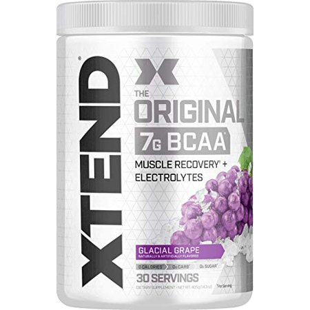 XTEND Original BCAA Powder Glacial Grape Sugar Free Post Workout Muscle Recovery Drink with Amino Acids 7g BCAAs for Men & Women 30 Servings - 842595111484