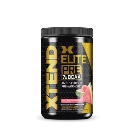 Scivation Xtend Elite Pre BCAA Powder, Anti-Catabolic Pre Workout Drink, Branched Chain Amino Acids, BCAAs, Watermelon Explosion, 30 Servings - 842595114379