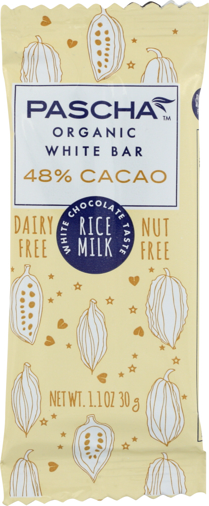 PASCHA: Bar Chocolate White Rice Milk Organic, 1.1 oz - 0842638040054