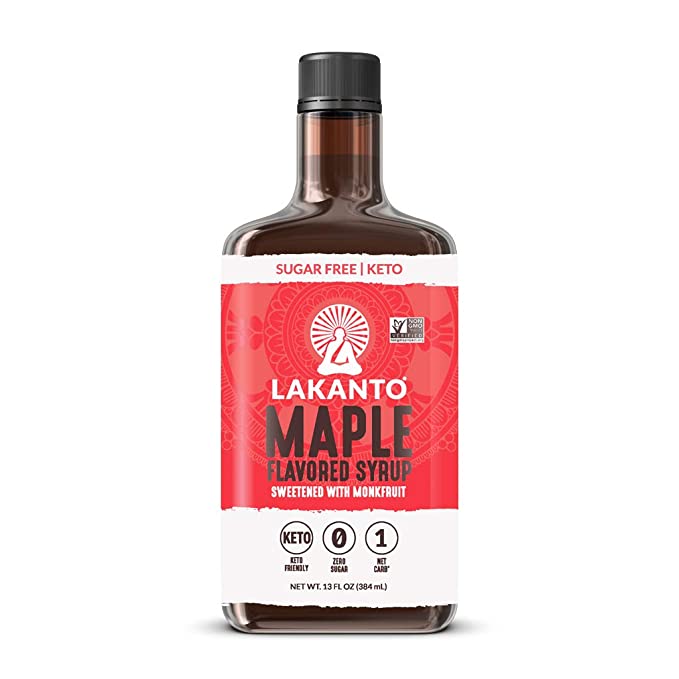  Lakanto Sugar Free Maple Syrup - Monk Fruit Sweetener, Keto Diet Friendly, Vegan, 1g Net Carbs, Pancakes, Waffles, Oatmeal, Coffee, Tea, Granola, Frosting, Marinade, Dressing (13 Fl Oz - Pack of 1)  - 843076000266