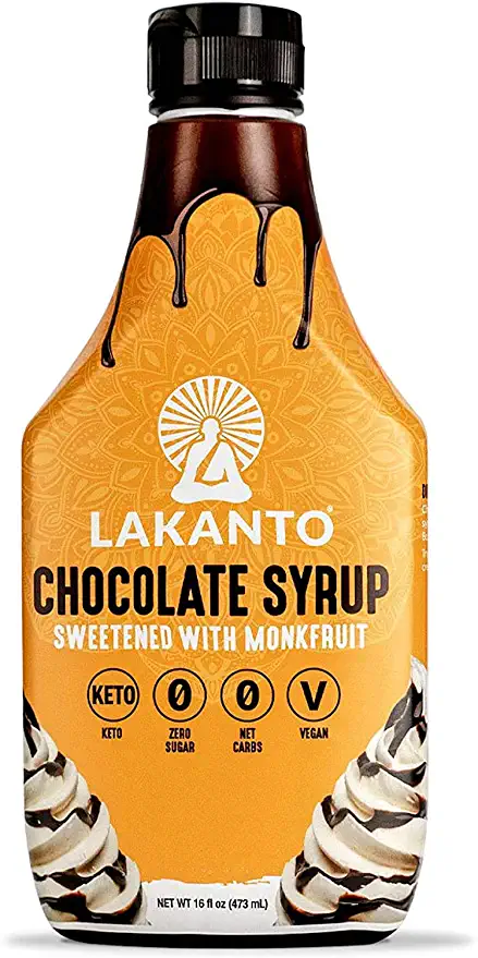  Lakanto Sugar Free Chocolate Syrup - Sweetened with Monk Fruit Sweetener, Zero Net Carbs, Keto Diet Friendly, Vegan, Perfect Topping for Ice Cream, Snacks, Chocolate Milk, Desserts (16 Fl Oz)  - 843076000273