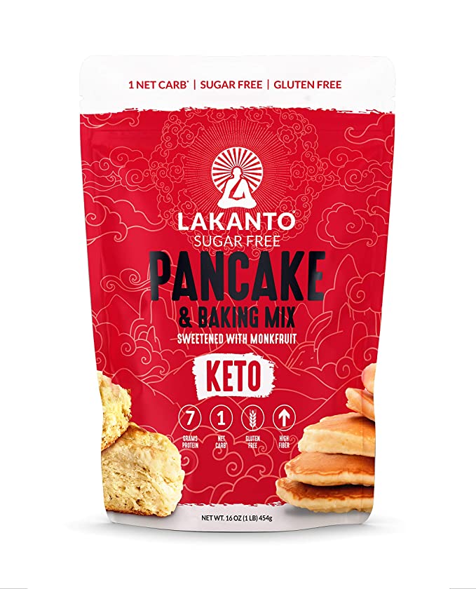  Lakanto Sugar Free Pancake and Baking Mix - Sweetened with Monk Fruit Sweetener, Keto, 7g of Protein, 1g Net Carbs, High in Fiber, Flapjack, Waffles, Biscuits, Easy to Make Breakfast (1 Lb)  - 843076000501