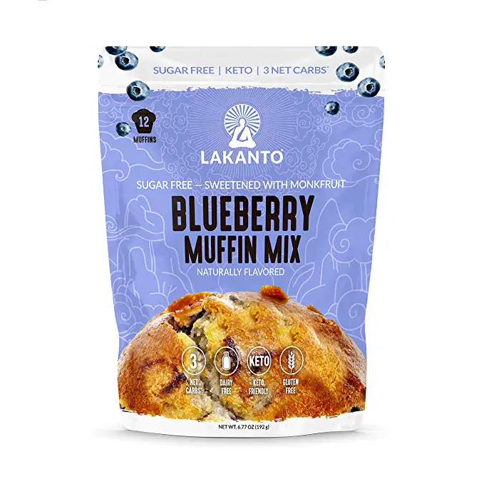  Lakanto Sugar Free Blueberry Muffin Mix - Naturally Flavored, Sweetened with Monk Fruit Sweetener, Keto Diet Friendly, 3 Net Carbs, Gluten Free, Breakfast Food, Delicious, Easy to Make (12 Servings)  - 843076000617