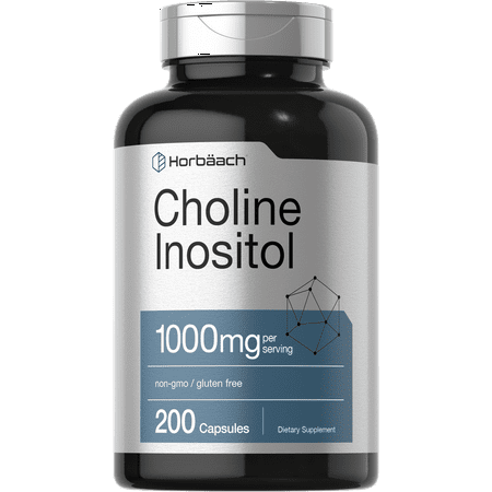 Choline and Inositol | 1000mg | 200 Capsules | Non-GMO and Gluten Free Supplement | by Horbaach - 843604101533
