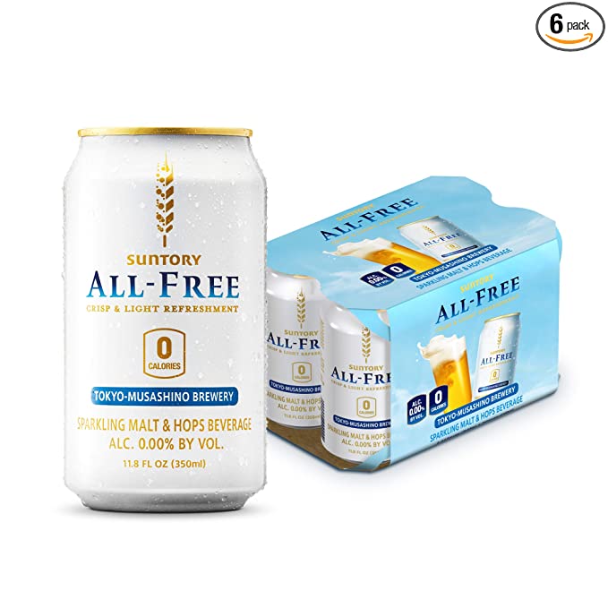  Suntory ALL-FREE, Beer-Alternative, Non Alcohol, 6-pack, Ultra-Light, Ultra-Crisp, Ultra-Refreshing, 0.00% Alc. and 0 Calories from Japan,11.8 Fl Oz (Pack of 6)  - 844483090055
