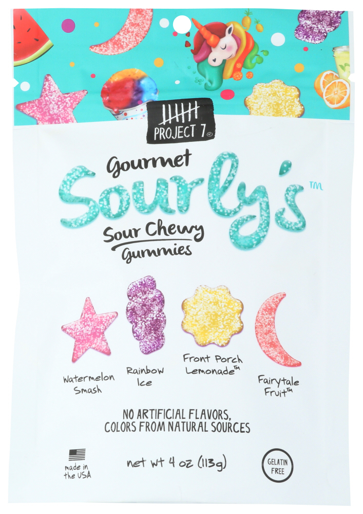PROJECT 7: Sourly’s Gourmet Sour Chewy Gummies, 4 oz - 0844911005316