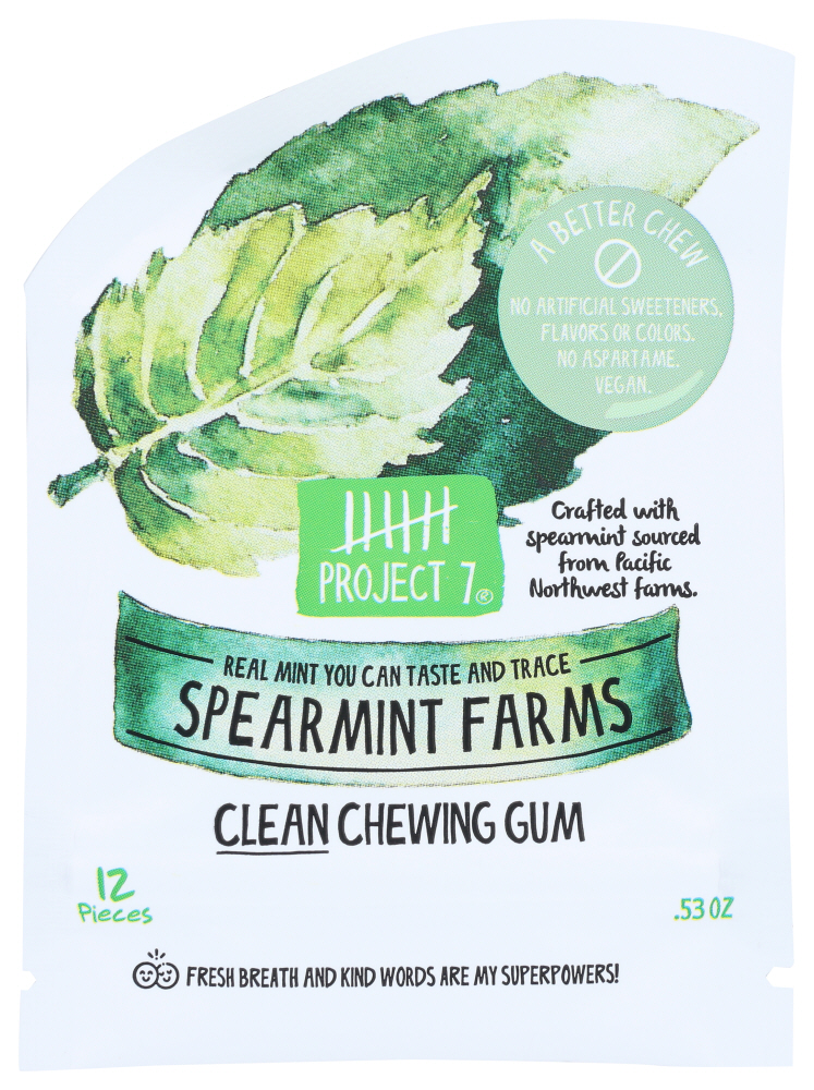 Spearmint Farms Clean Chewing Gum, Spearmint - 844911007051