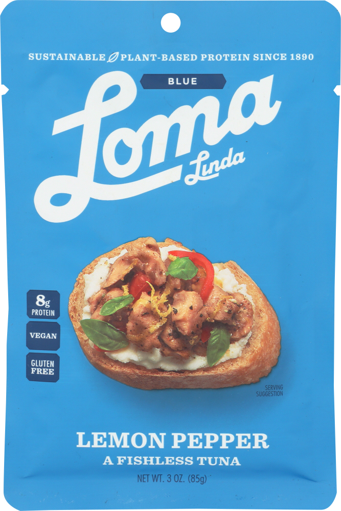 LOMA BLUE: Lemon Pepper Fishless Tuna, 3 oz - 0845561001734