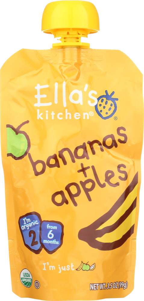 ELLA’S KITCHEN: Bananas + Apples, 3.5 oz - 0845901000052